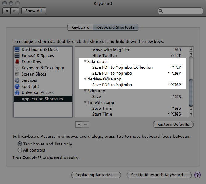 Keyboard shortcuts for PDF Services